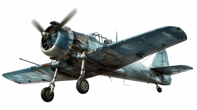 A World War II era Japanese fighting plane, blue color with white background, flying in the air, full body shot, realistic style, high resolution, high quality textures, professional photography lighting, isolated on transparent png, white background