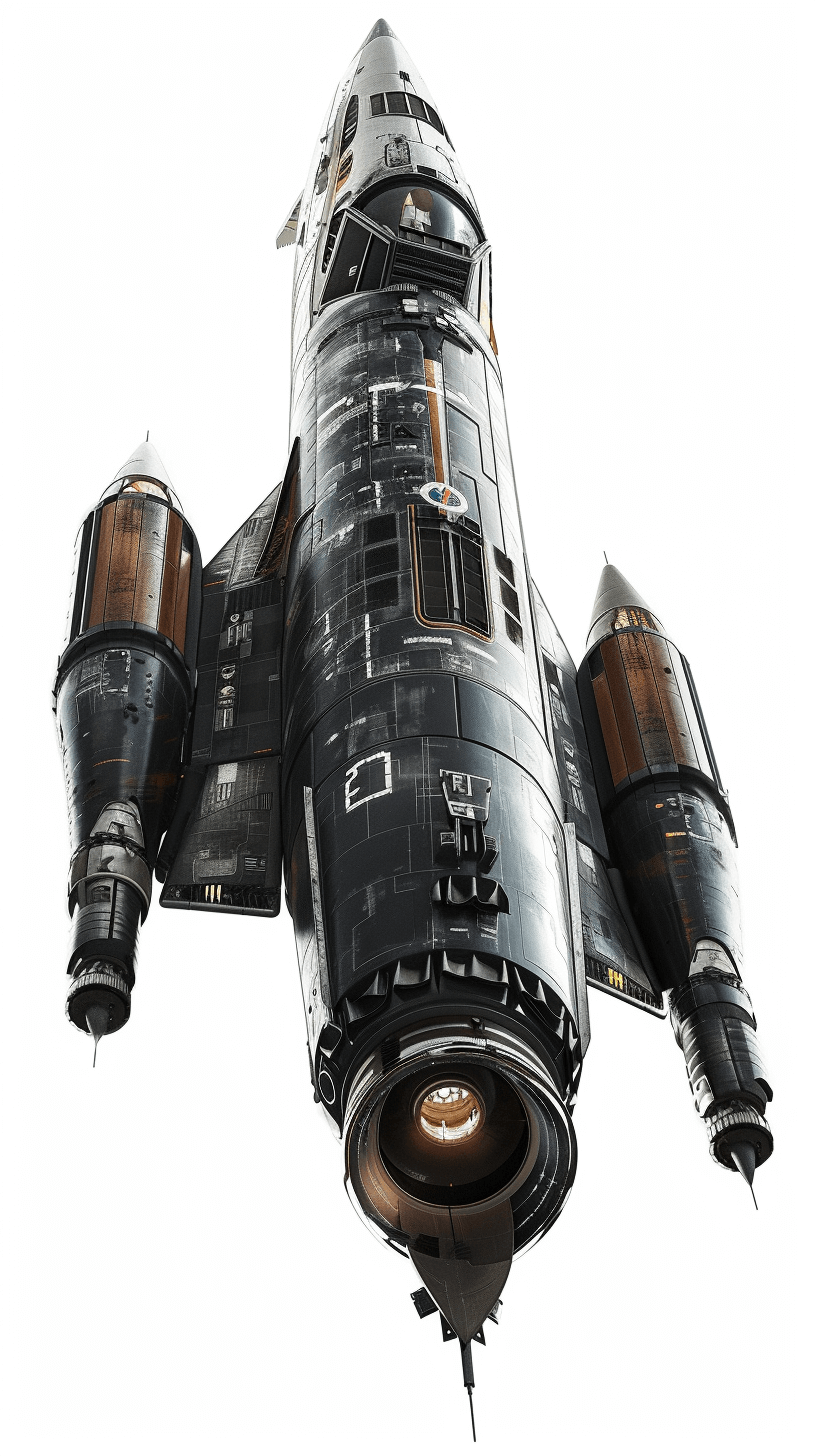 Stawa’s spaceship from the movie ‘Setroc, flying in space, view of all its details, on white background, hyper realistic photography, high resolution