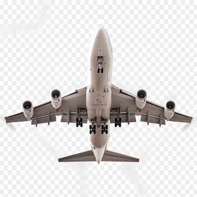 Boeing airplane, flying in the air, top view, transparent background PNG element cutout