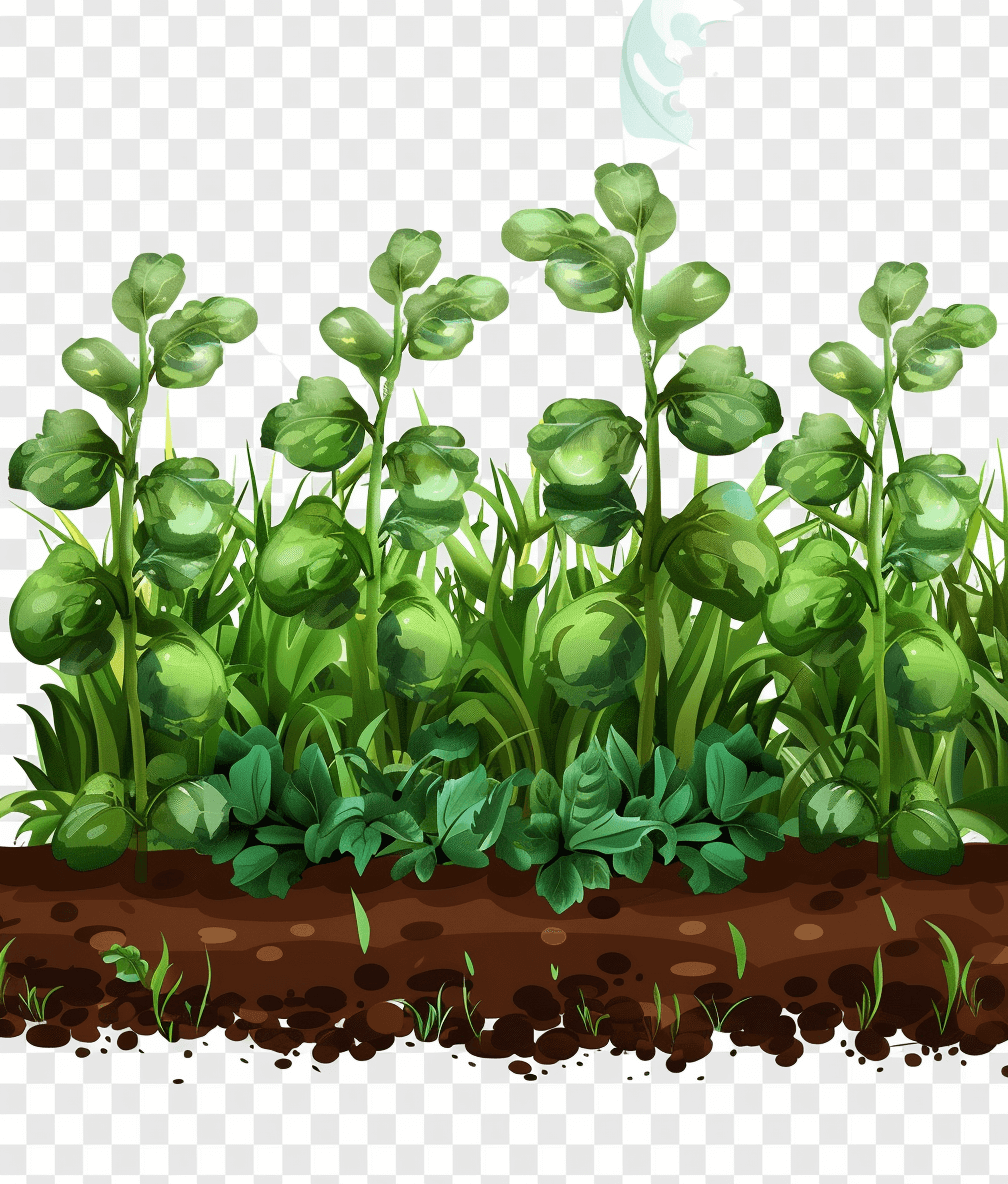 vector green vegetables growing in the ground in the style of cartoon style transparent background png clipart hd