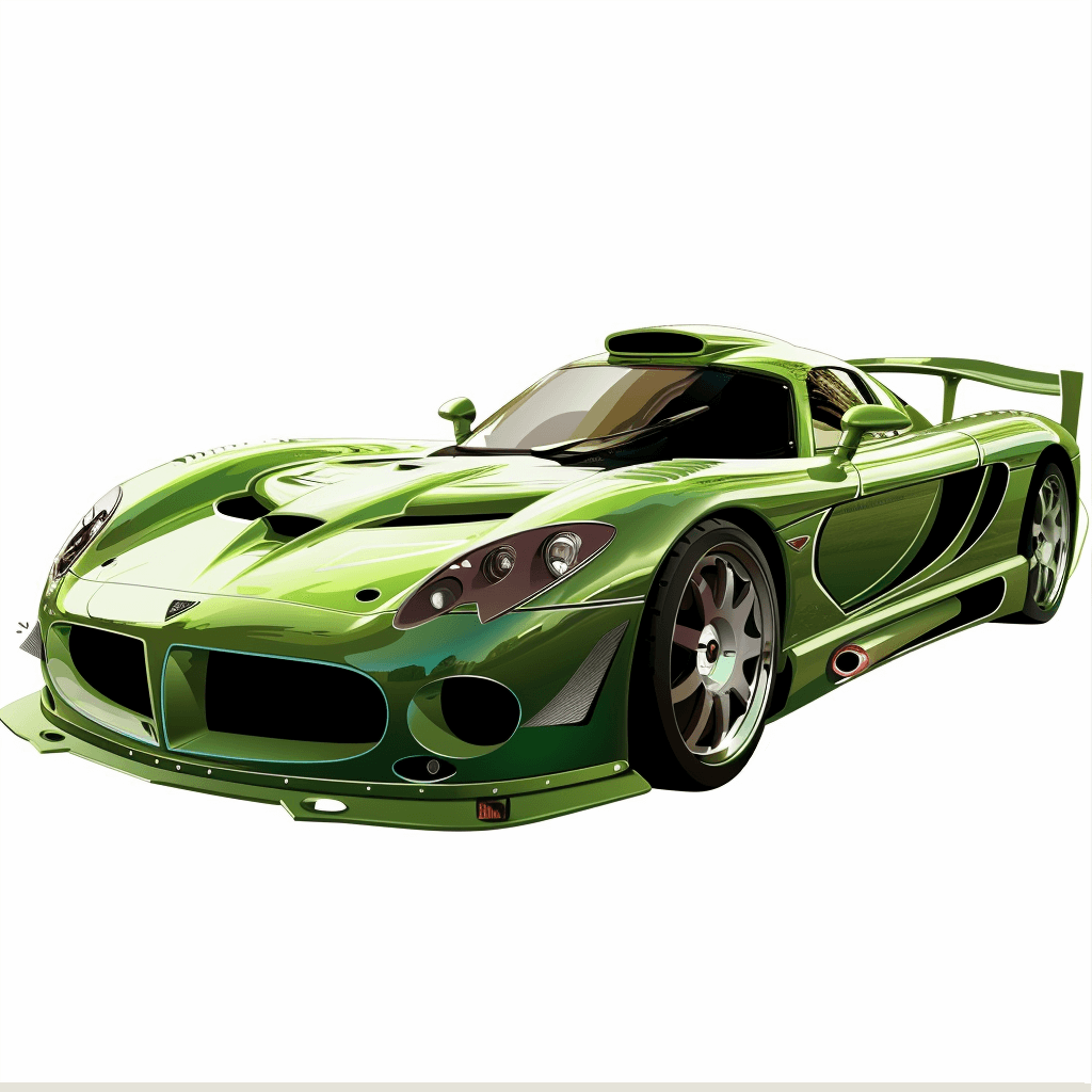 green sports car vector clipart, white background, detailed and accurate, high resolution, no shadows, high detail, high quality, sharp focus, hyperrealistic, hyper realistic, super clear details, no blur effect