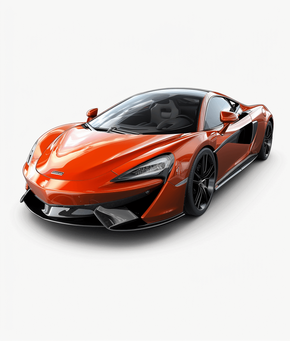 hyperrealistic mclaren car in an orange color, white background, no shadows, high resolution, high detail, high quality, sharp focus, no blur, no grainy textures, professional photography, studio lighting, detailed and intricate, accurate details, shot with Nikon D850