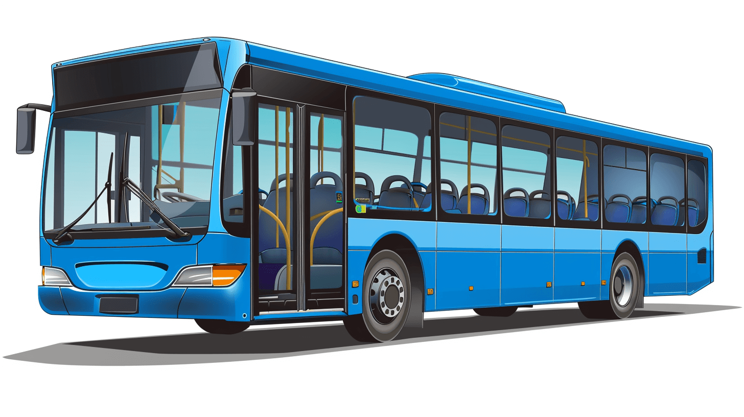 Blue bus vector illustration on white background, no shadows, high contrast