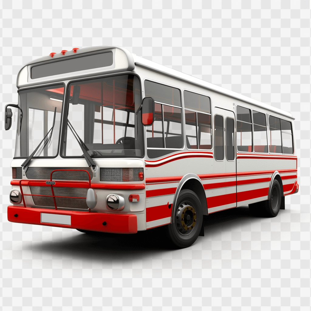 3d model bus red and white color isolated on transparent background cutout, PNG file with clipping path, commercial use