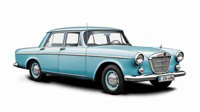 vintage car, light blue colour , white background, photorealistic,