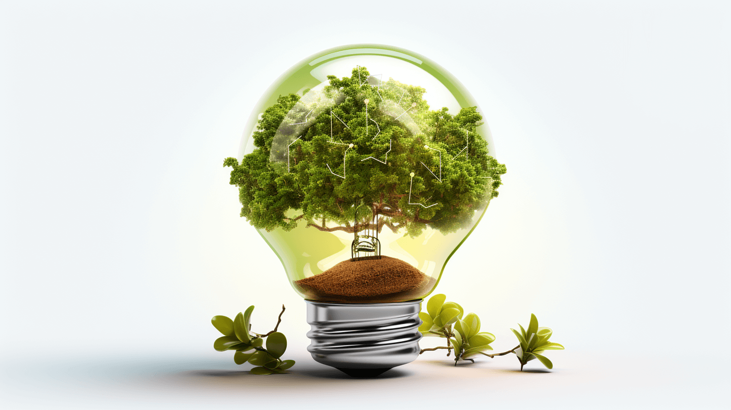 Green energy concept with light bulb and tree inside isolated on white background, isolated, ultra realistic photo, high resolution — s250