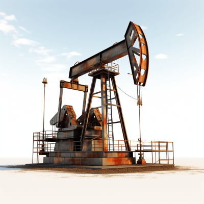 Oil pump with white background, perspective view, high resolution, hyper realistic oil painting style, bright lightings and soft shadows, highly detailed, clean sharp focus, no blur effect.