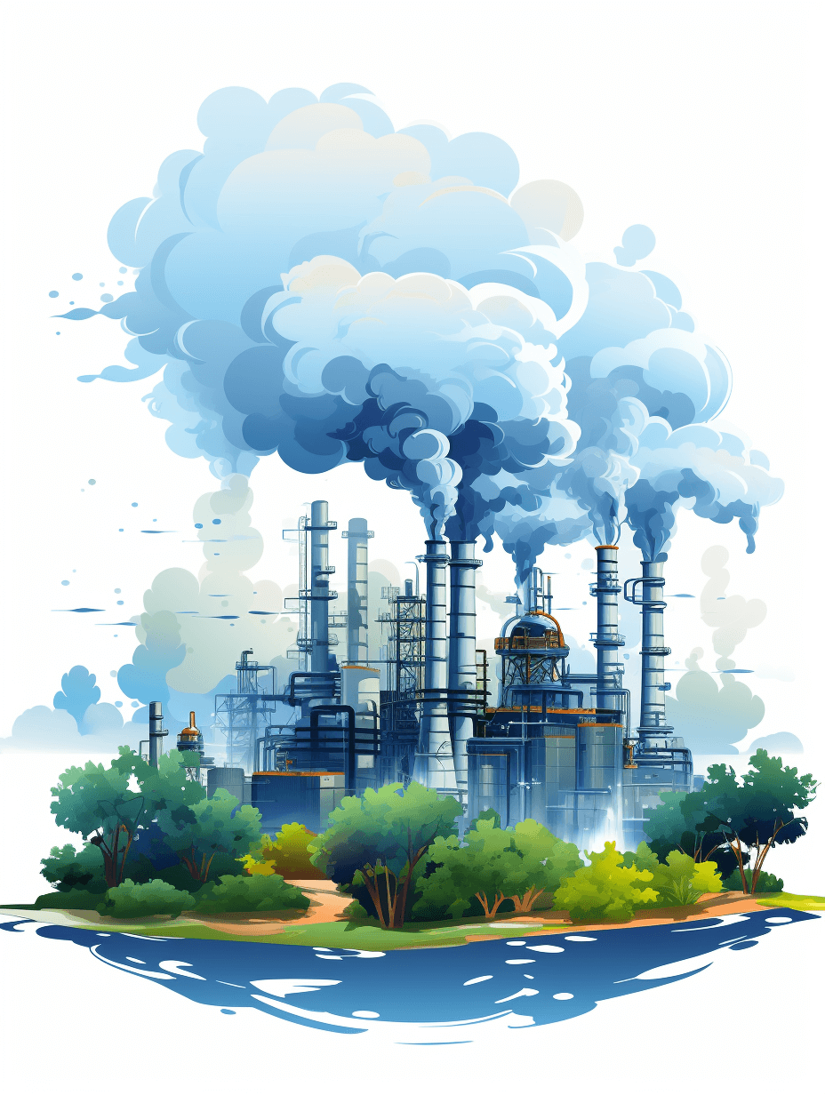 A factory emitting smoke, surrounded by trees and plants, vector illustration style, simple lines, white background, blue sky, clouds, cartoon style, children’s book illustrations, high resolution, high quality, high detail, best quality, high definition, high resolution, best details, best sharpness, best color scheme, best colors, best quality, best color matching, high resolution, high quality, high detailed, best quality, best colors, best color matching, high definition, high resolution, best quality, best color matching, high resolution, high definition, high definition, high resolution, best quality