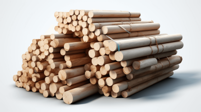 3D render of a pile of wooden sticks, white background, high resolution, studio lighting, high detail, hyper realistic