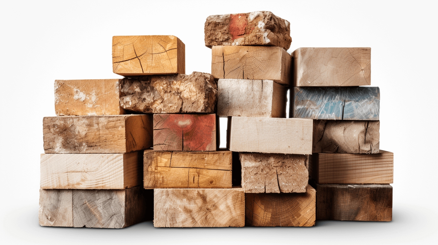 A stack of wooden blocks isolated on white background, png file with transparent elements