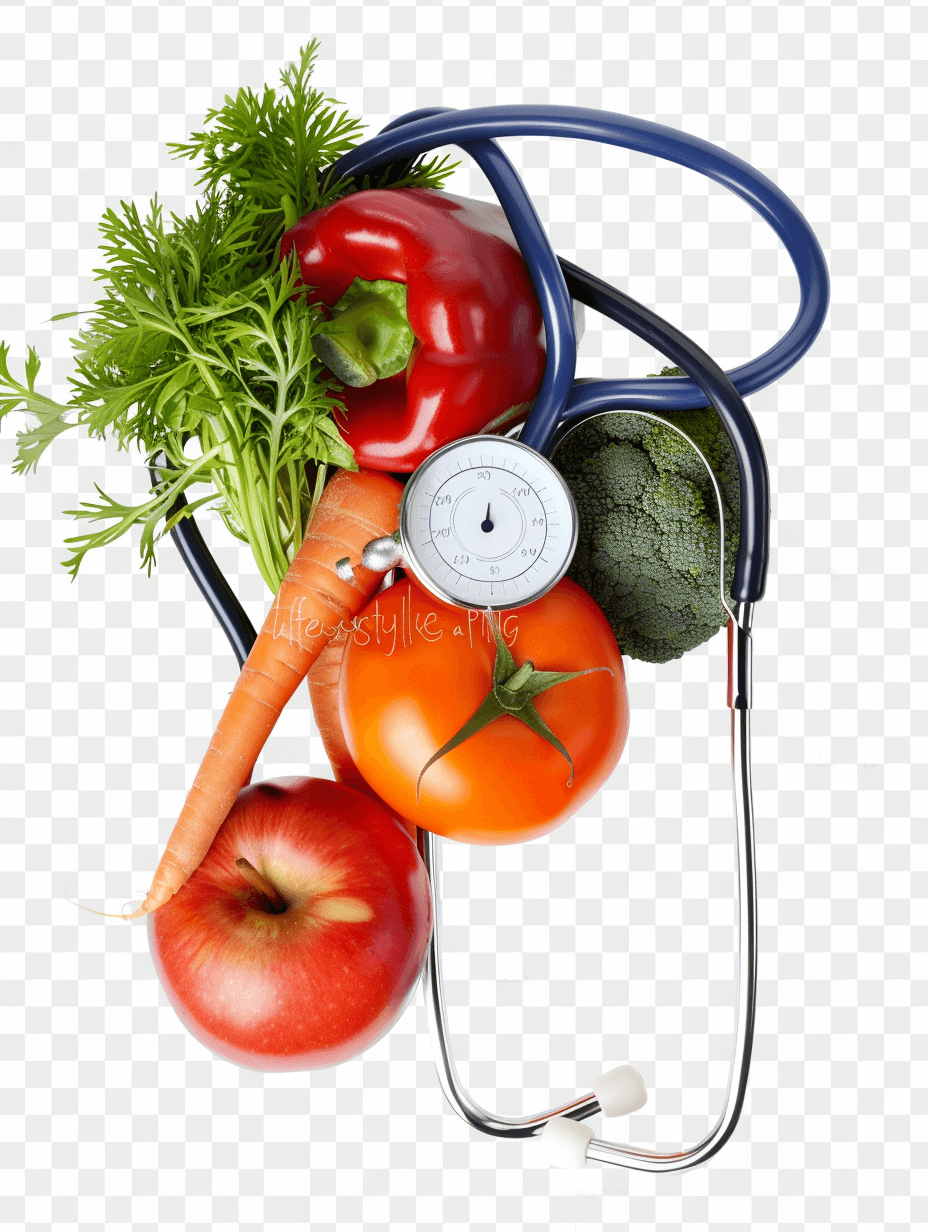 l Scheduler and stethoscope with vegetables, apple , carrot on transparent background for health care concept” stock photo realistic photography stock photorealistic stock photo