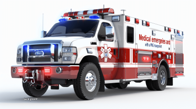 A detailed, realistic rendering of an ambulance with "medical argument and emergency service" written on the side, white background, with no shadows, high resolution, high quality, high detail, in the style of a super realistic piece, illuminated as if under studio lights, with a hyperrealistic style, and super sharp focus without shadow.