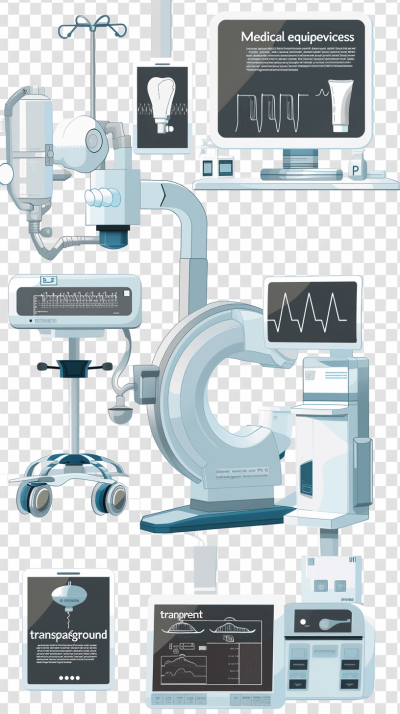 medical equipment, "set of vector illustrations on transparent background", "medicine". elements for web design and graphic decoration, clip art collection. Vector illustration with flat style, grey color, high resolution. Clean edges, professional, modern style. The text is in the center of each element "VI consoles", "n�	className", "tr vfeshamrant", in the style of "canon c ос hombres".