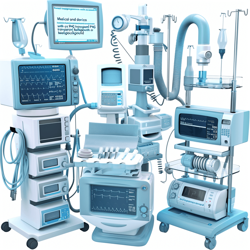 A realistic photo of “medical devices with a window view” in the style of light blue, white background, realistic hyperdetailed rendering, high resolution, isolated on all edges, no shadows, white background.