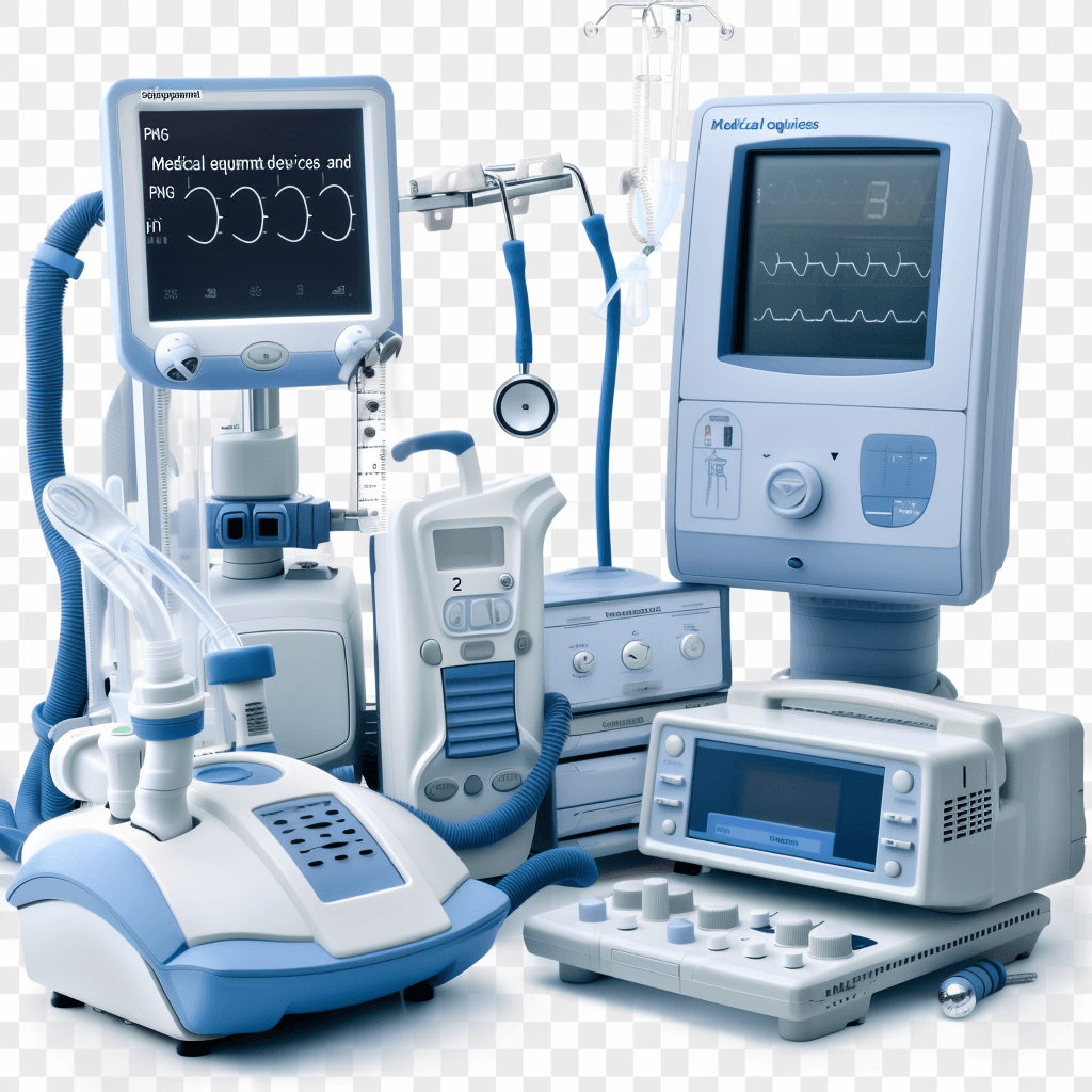 medical equipment and devices ” on transparent background, png photo cutout