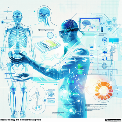 medical technology and innovative background in the style of "vector illustration, human anatomy diagram, futuristic tech elements, hyperrealistic illustrations".