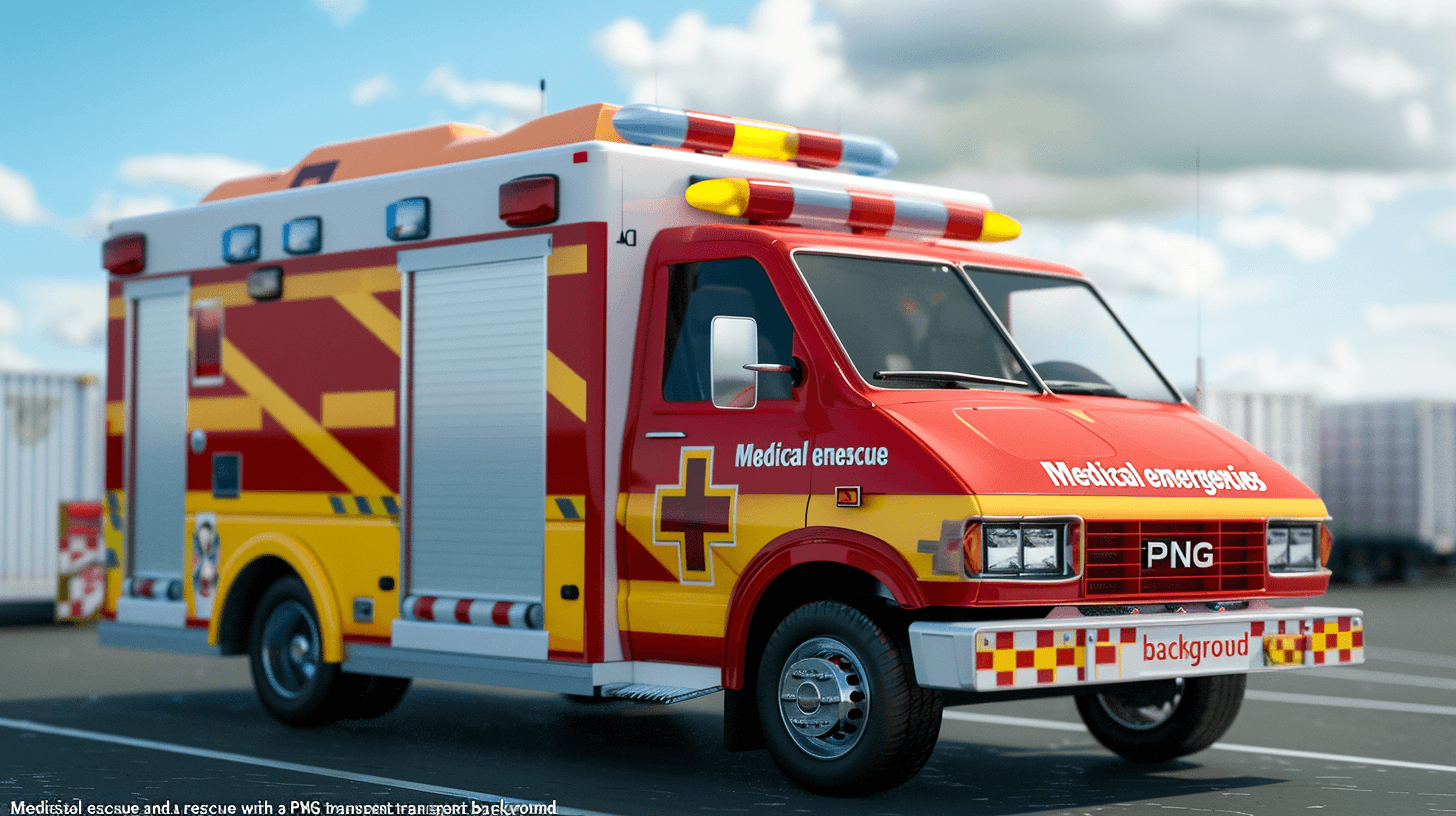 Medical rescue and emergency transport with P Dixon patterns on the side of an ambulance, a red van, in a “spill white background” PBIT basemesh with vray tracing in blender 3D, octane render, cinema4D, redshift, high resolution, high detail, 20 megapixels, HDR, global illumination, ambient occlusion, volumetric lighting, soft shadows, in the style of hyper realistic, in the style of hyper detailed, in the style of hyper photorealistic, hyperrealism, hyper realistic.