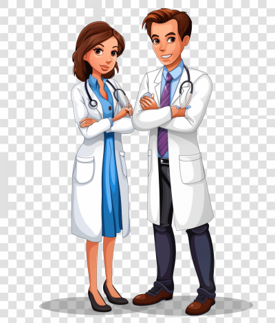 clip art male and female doctor, transparent background