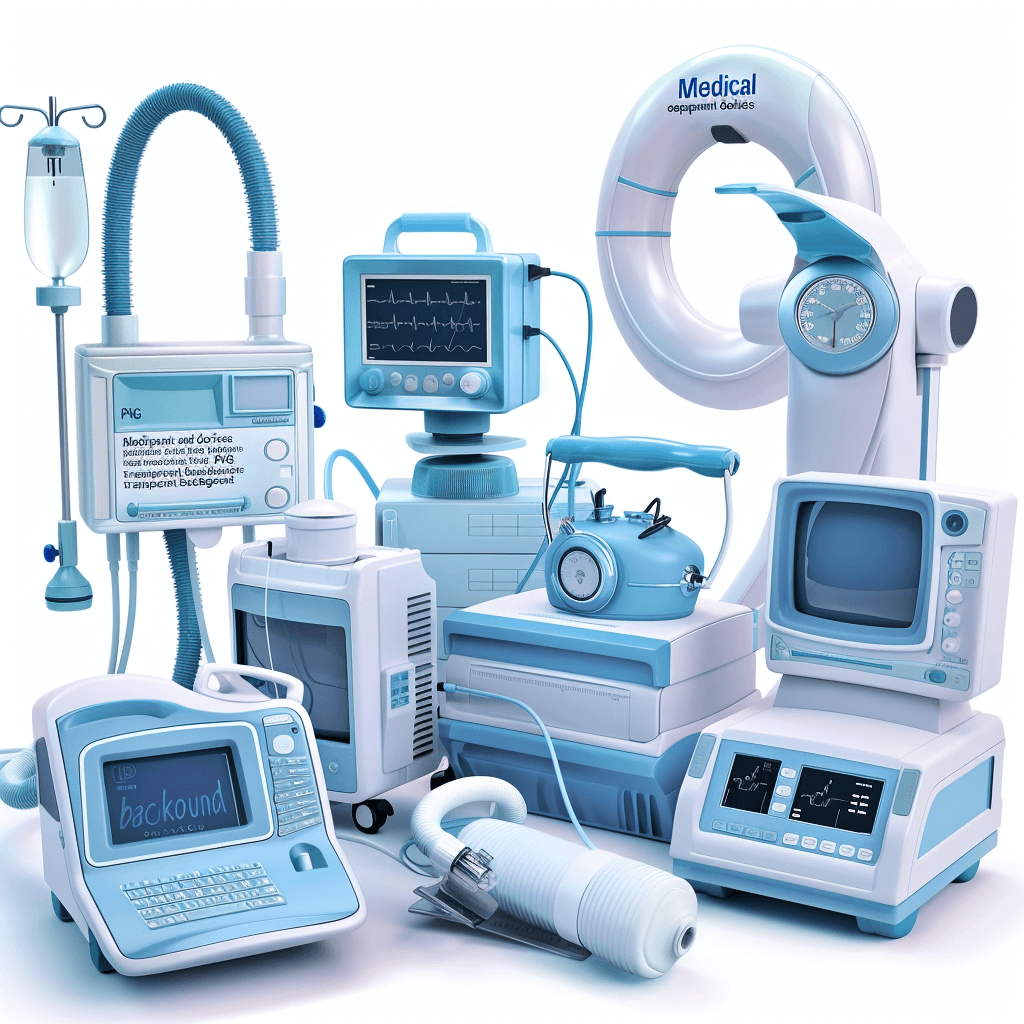 A realistic photo of medical equipment in blue and white colors, with a white background, of high resolution, as a professional photograph, with super detailed details, in the style of HDR.