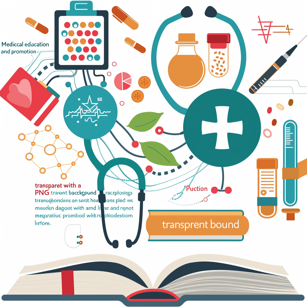 medical education and promotion transparent book with background vector, white, simple flat design clip art of various health care icons including stethoscope, lab equipment, nurse’s cap, cross, syringe, multiple items on one page in the style of Mafalda graphic novel illustration in the style of [Raina Telgemeier](https://goo.gl/search?artist%20Raina%20Telgemeier)