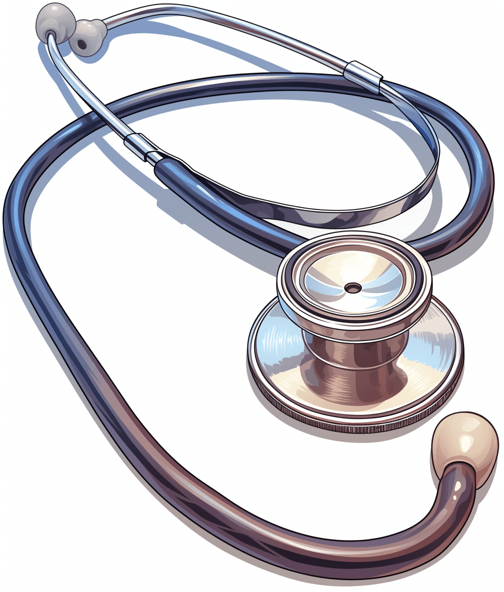 Stethoscope clip art, vector illustration on white background, high resolution, high quality, high detail, high definition, high quality, vector realistic digital airbrush painting