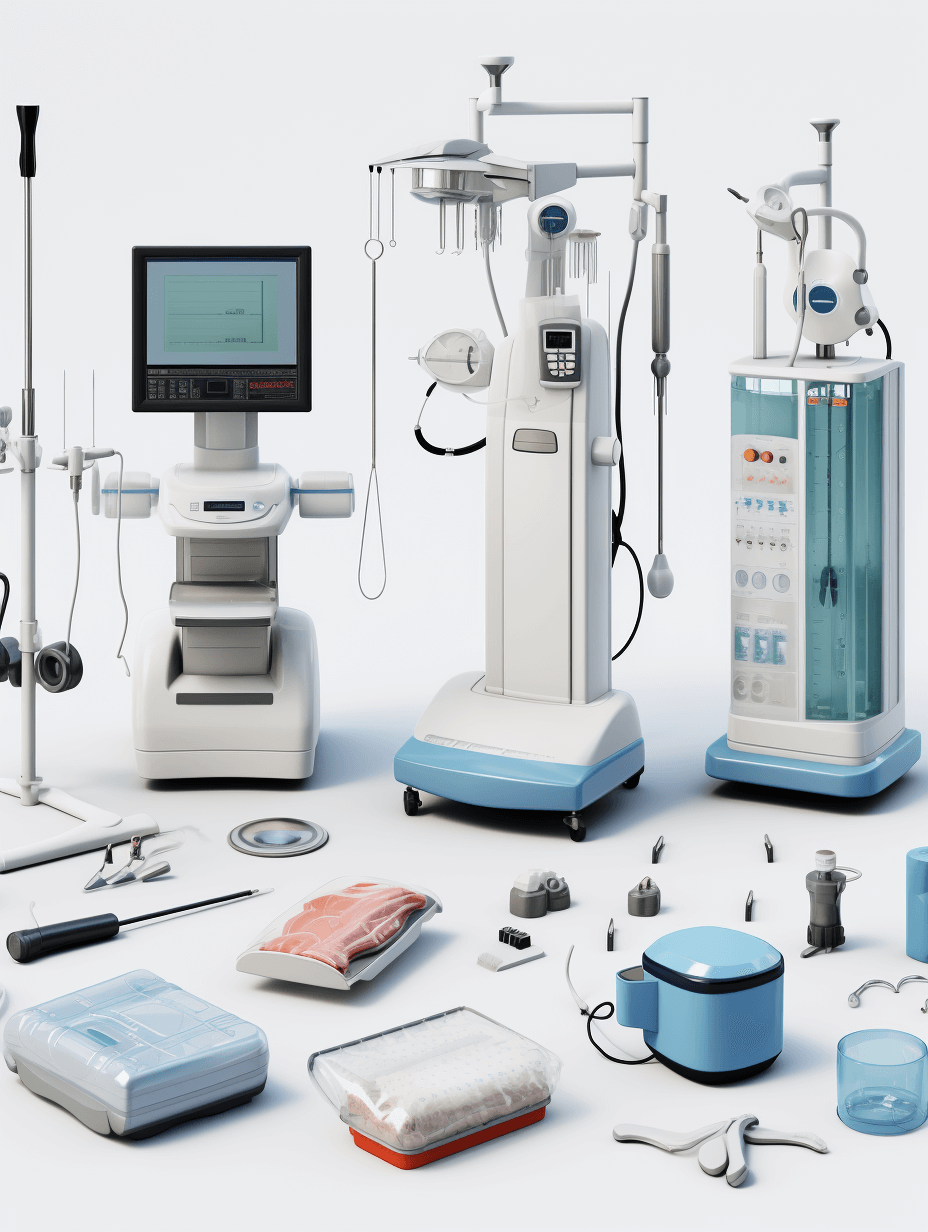 3d product rendering, medical equipment and supplies, white background, high details, hyperrealism