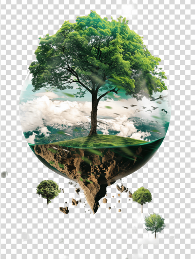 World environment day concept, tree and grass on the earth globe with flying island isolated transparent background PNG file for graphic design elements. ,+!Sweat HP Png Background white transparent