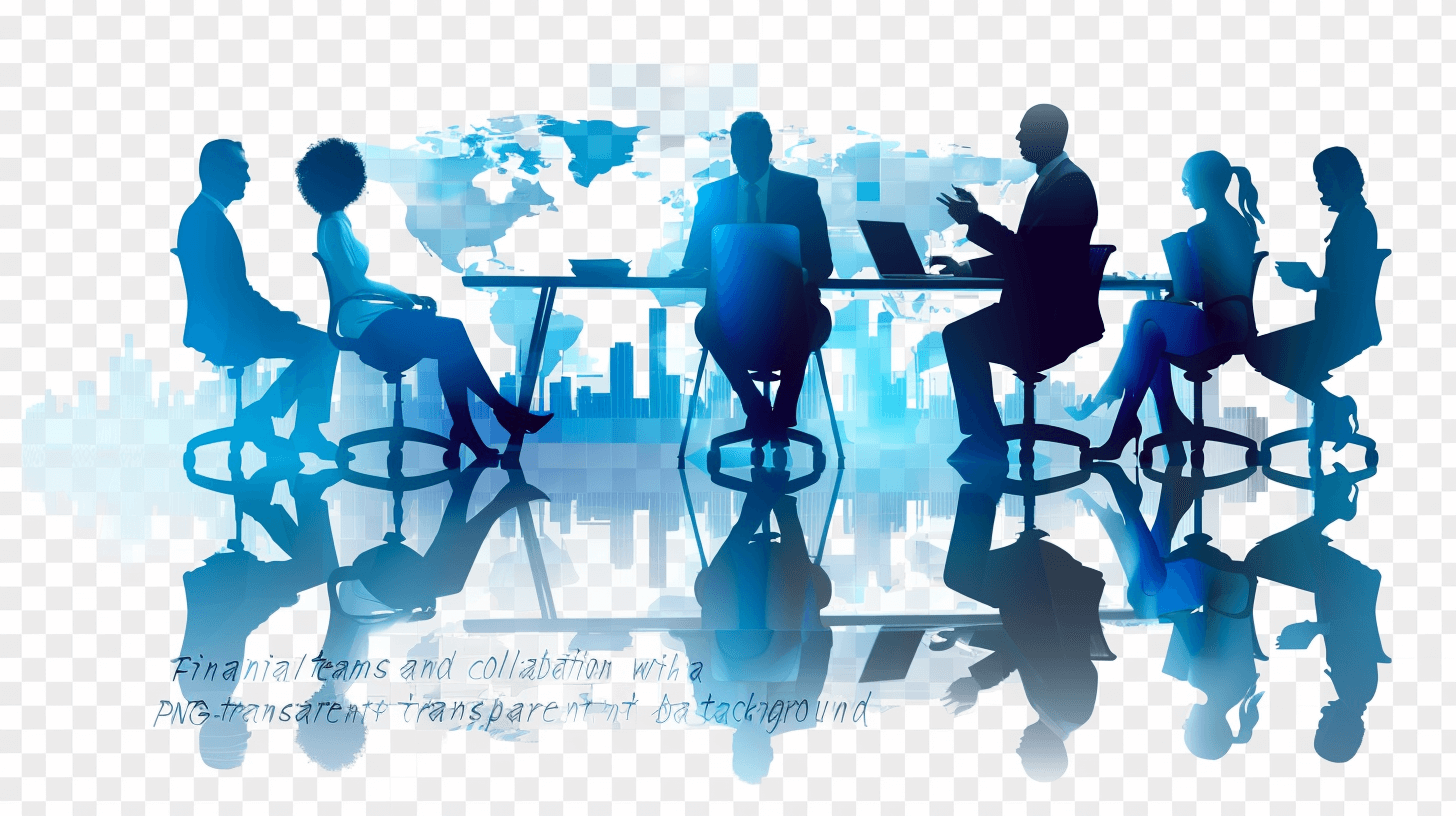 Mhiba financial team and collaboration with transparent background”, stock vector illustration of business people meeting in conference room, vector art style, digital artwork, silhouettes, white background, blue color theme, professional look.” ” finanial office working on laptop at table with black silhouette of world map, transparent background, digital artwork, vector art style, white background, professional look.” ” Business People standing near the boardroom desk, transparent background, digital artwork, vector art style, white background, professional looking