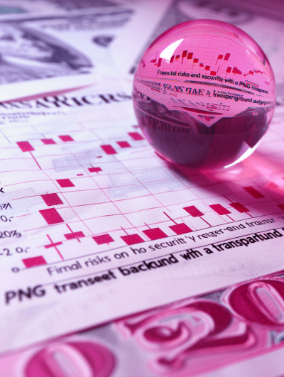 National financial integration day, a closeup of a pink glass ball on top with a bar graph and stock chart paper underneath, with a detailed paper texture and visible light red ink saying "radio oakley". In the style of raw stock photo, a transparent plastic material.