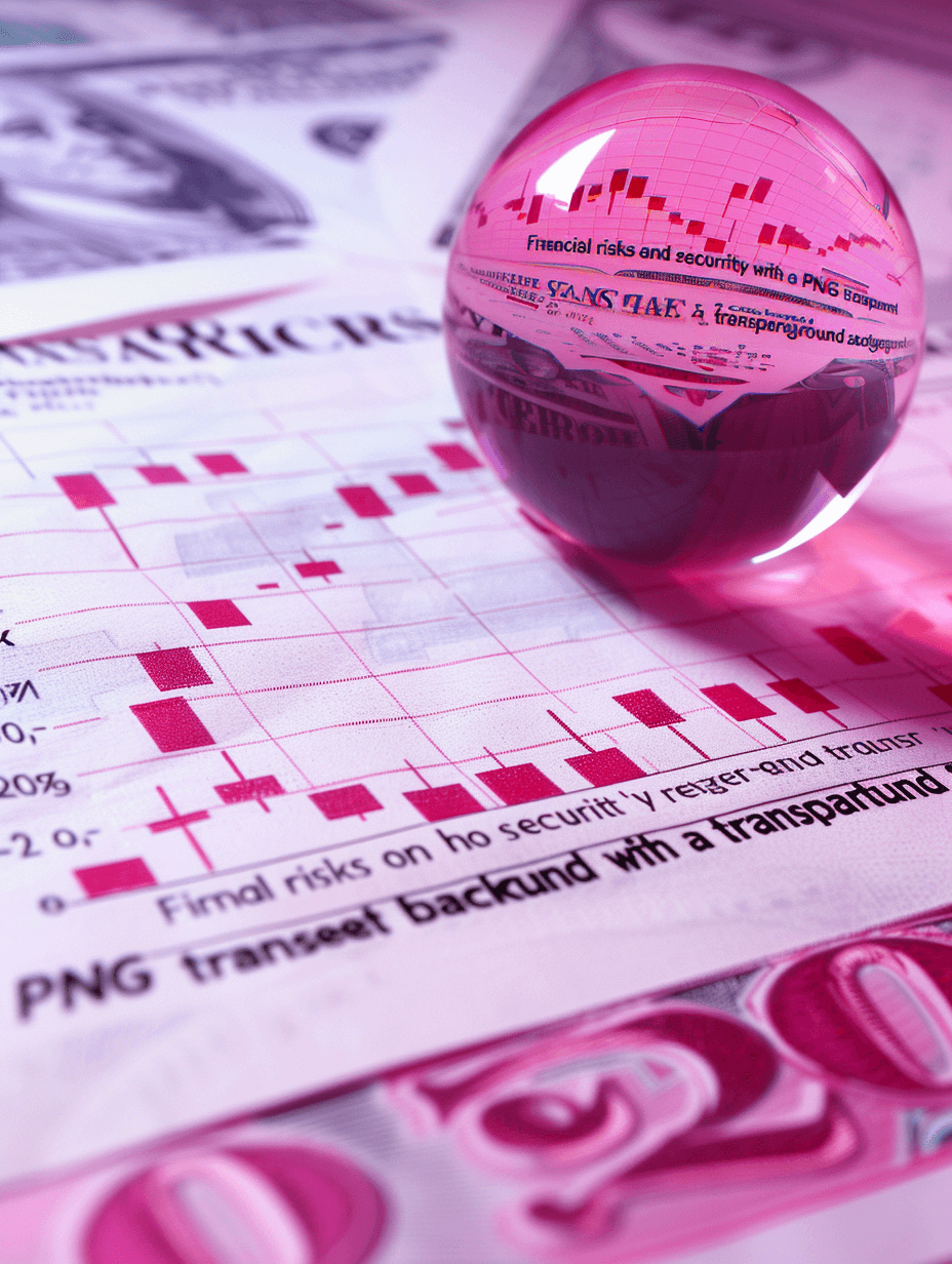 National financial integration day, a closeup of a pink glass ball on top with a bar graph and stock chart paper underneath, with a detailed paper texture and visible light red ink saying “radio oakley”. In the style of raw stock photo, a transparent plastic material.