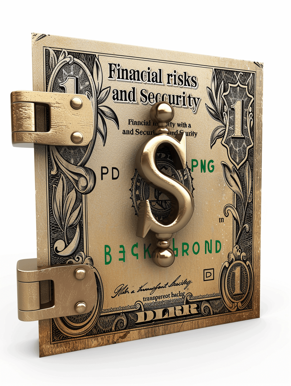 3D rendering of “singular financial risks and security” on the front cover, dollar bill, white background, high resolution, good lighting, 2048x2056p, high definition