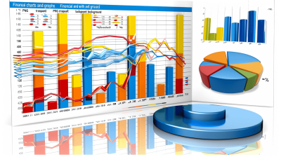 finanetrical charts and graphs with pie chart, bar graph and financial data on white background " stock photo, high resolution photography