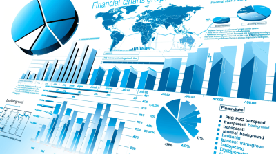 piral financial charts group", graphs and pie supplies, "png transparent background", blue color theme, global map of the world in top left corner, business images stock photo, financial chart with bar graph and data points