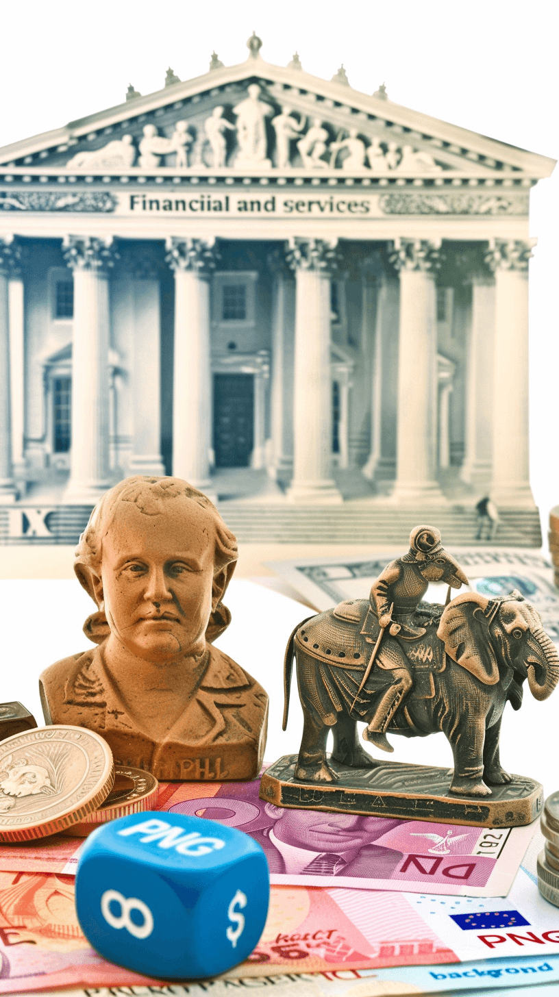 An artistic representation of the moment when Greek artist Henry Taylor captured the spirit of ancient Greece through a crudely carved marble statue titled “The Financial and Services”. Next to it, place one blue die with the number 6 on top and several banknotes in different colors. The background is set against the backdrop of classical architecture buildings. The style captures high resolution photography, fine details, professional color grading, and award winning composition in the style of Lightroom and Behance HD.