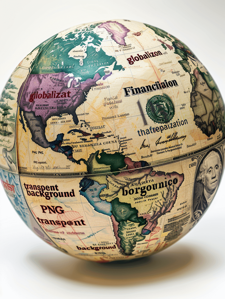 An old globe with various global financial symbols and “Early British Bankers” text in multiple European languages, representing the era of megabanks’ inspiration. On a white background. Captured in the style of Canon EOS1D X Mark III Camera using a translucent Kodak film style. An ultra realistic photograph.