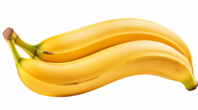 Realistic photo of Two bananas isolated on white background with clipping path, Full depth of field