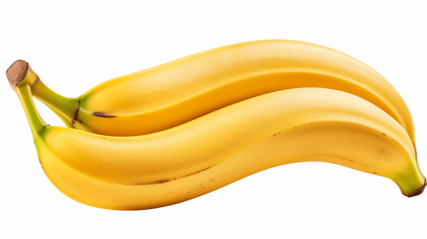 Realistic photo of Two bananas isolated on white background with clipping path, Full depth of field