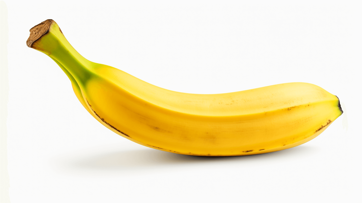 A banana, side view, on a white background, as an isolated image, photographed professionally in an ultradetailed style.