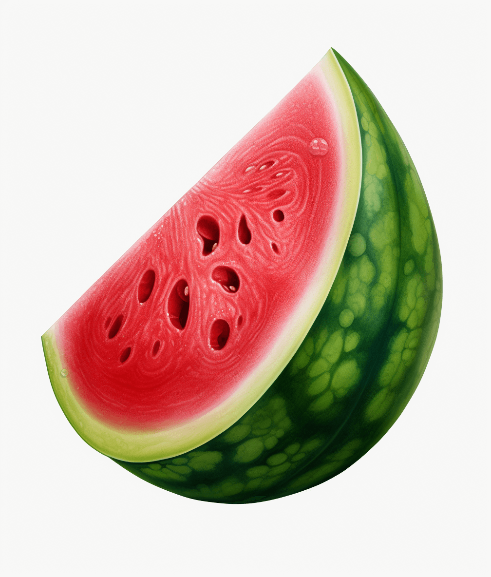 Watermelon slice, hyper realistic illustration in the style of, white background, high resolution