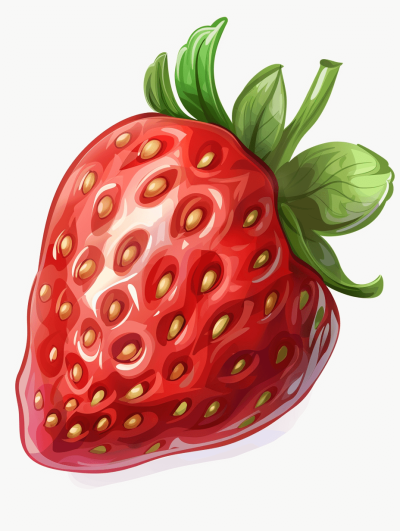 cartoon strawberry clip art on white background vector illustration flat shading no shadows no text no mockup in the style of no artist