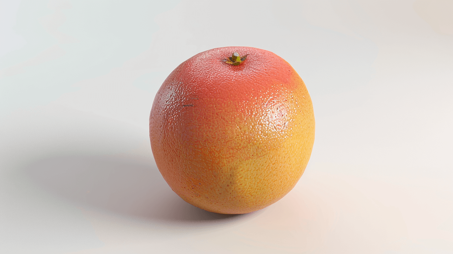 Gizmo grapefruit, hyper realistic, octane render, white background, high resolution photography