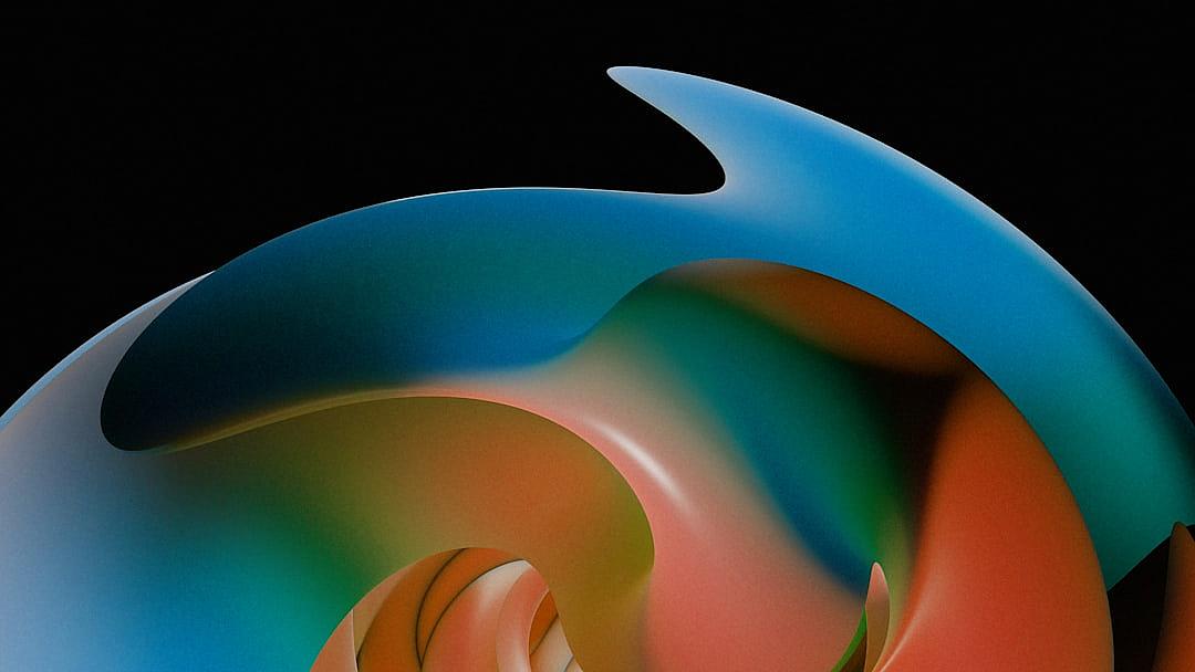 abstract shapes in the style of houdini, swirling colors, 3d render, on black background, light blue and orange gradient, a dragon’s head emerging from an abstract shape, a colorful biomorphic forms by [Daniel Arsham](https://goo.gl/search?artist%20Daniel%20Arsham) , gradient background, organic fluid lines, smooth curves, wavy patterns, dynamic composition, hyper realistic, high resolution, close up, sharp focus, depth of field, dramatic lighting, cinematic