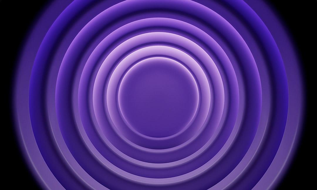 purple gradient background with concentric circles, circular shapes on a black background, circular forms, circular design, circular abstraction, purple gradients, circular motion lines, circular pattern, circular graphic elements, circular symmetrical composition, circular symmetries, circular shapes, a purple gradient, purple color, purple colors, purple gradients, purple shades, purple tones, a purple color theme, a purple gradient background, purple gradient.