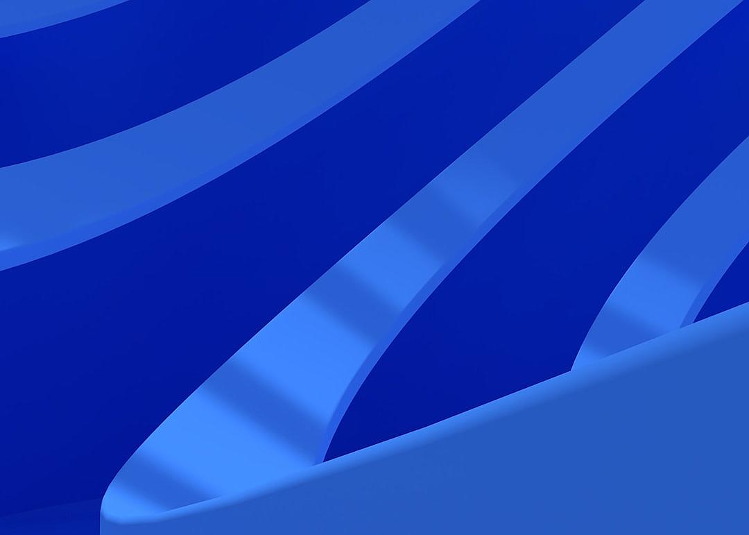 Blue background with blue stripes, simple shapes, smooth curves, 3D rendering, minimalism, simple style, simple lines and shapes, blue striped pattern, blue color on the background, blue stripes and shapes, blue simple lines and shapes, simple forms, simple lines, in the style of minimalism.