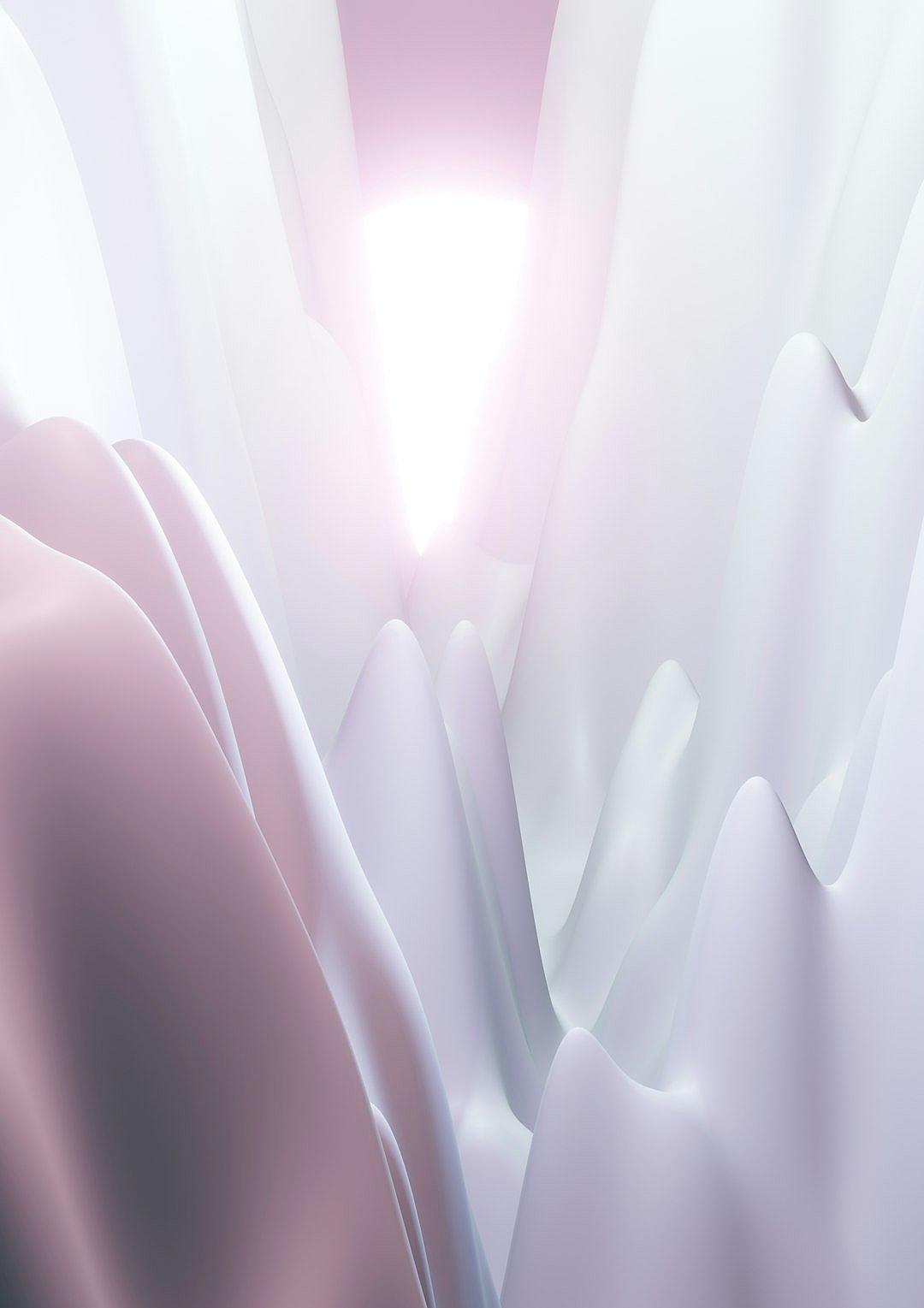 3D render of an abstract background with light, pink, and violet colors, soft shapes, flowing curves in the style of octane rendering, in the style of cinema4D, high resolution, super detailed