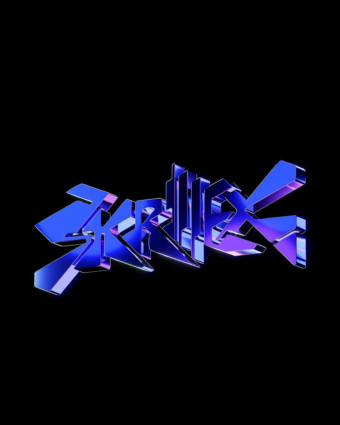 3D logo, isometric text “XREK”, chrome blue and purple on a black background, in the cyberpunk style, graffiti, for a metalcore band, with a simple design using simple shapes and simple lines, as vector art, symmetrical, minimalistic, with no details, no shadows, and flat color with no gradient or shading.