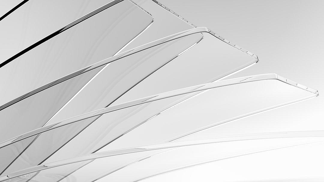 A white background with clear acrylic sheets, arranged in an aesthetically pleasing composition, featuring minimalist lines and sharp edges. The acrylic sheets are suspended at different angles, creating a sense of depth through the interplay between light and shadow. It creates a visually appealing scene that emphasizes simplicity and elegance. This image has been created using high-definition photography technology to highlight intricate details and focus on materials. The style is reminiscent of minimalist artworks in the style of minimalist artists.