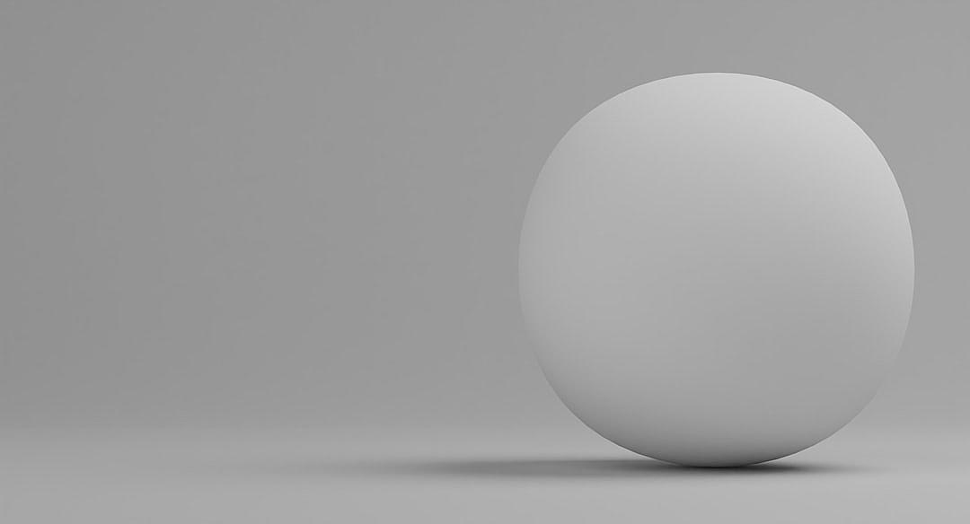 3D render of a white sphere on a grey background. Minimalist style. Simple, elegant and clean. The image is captured in stunning high resolution using a Sony Alpha A7 III camera with an aperture setting of f/8 to create a super sharp and detailed effect, in the style of minimalism.