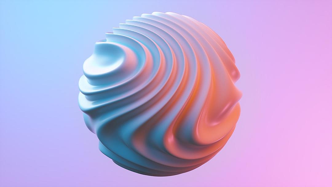 Abstract fluid 3d render of swirling cream ball on pastel background, cinema4D, blender style, simple and clean design, minimalistic,