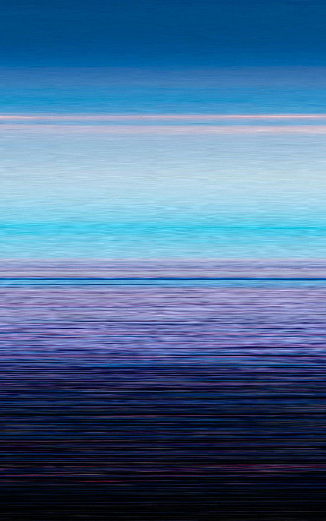 A minimalist background with horizontal lines in shades of blue and purple, creating an abstract gradient effect that conveys the calmness of twilight over water. The composition is simple yet powerful, evoking feelings of serenity and vast ocean landscapes in the style of abstract expressionism.